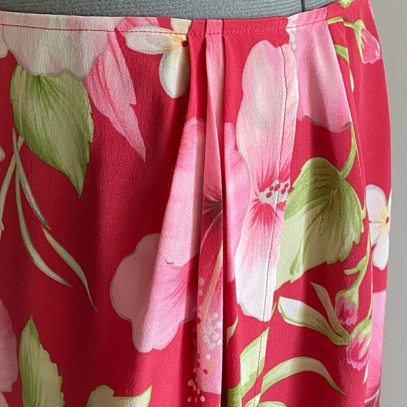 Maxi Silk Skirt Talbots Women's Size 8 Faux Wrap Floral Print - Pre-Owned - Picture 5 of 8